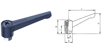 A03 KASSNER-Hebel verstellbar Form A, aus Zinkdruckguss, Gewindebüchse aus Stahl