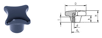 C07 Kreuzgriff DIN 6335, aus Durooplast schwarz, Gewindebüchse aus Stahl