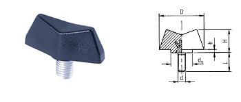 E01 Flügelschrauben, aus Thermoplast schwarz, mit verzinktem Gewindebolzen