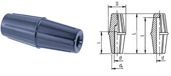 F06 machine handle fixed made of duroplastic black, with thread in plastic