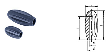 F07 Ballengriff zum Aufschlagen, aus Thermoplast schwarz