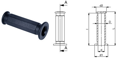 F09 Handgriff für Rohre, aus Thermoplast schwarz