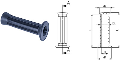 F10 Handgriff für Rohre, aus Thermoplast schwarz