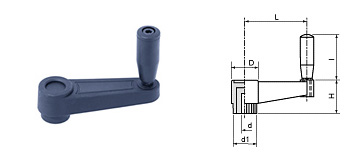 I02 Handkurbel, aus Thermoplast schwarz, Nabe aus Stahl