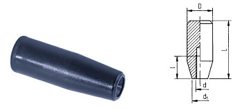 F01 Ballengriff fest, aus Thermoplast schwarz, mit Gewinde im Kunststoff