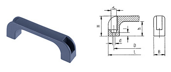 G01 bow handle made of black thermoplastic, with stepped bore
