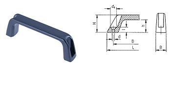 G03 bow handle made of black thermoplastic, countersunk hole